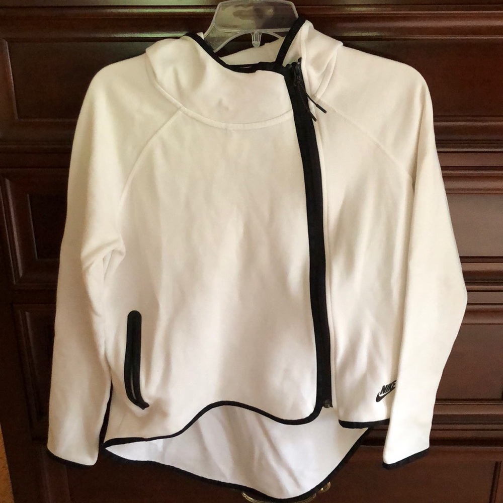 Nike High-Low White Zip Up Sweatshirt